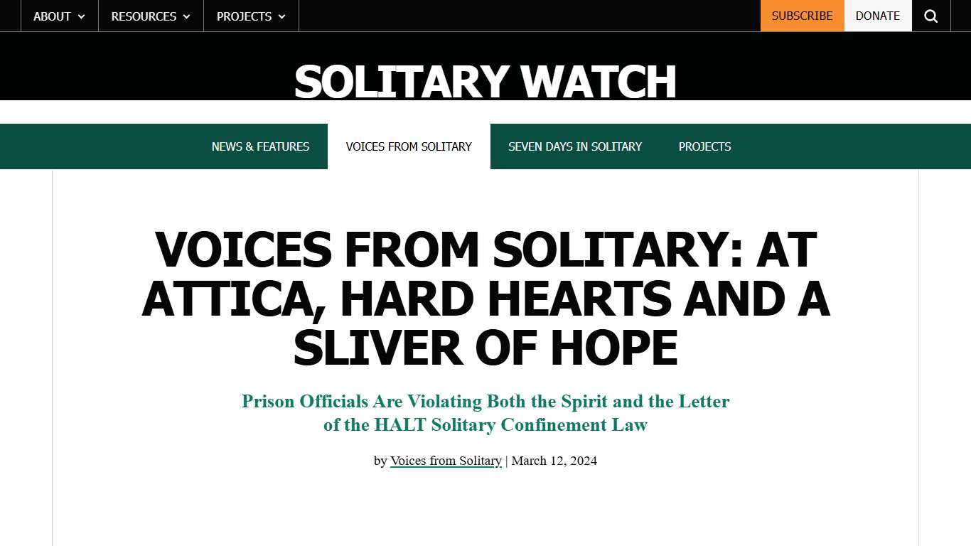Voices from Solitary: At Attica, Hard Hearts and a Sliver of Hope - Solitary Watch