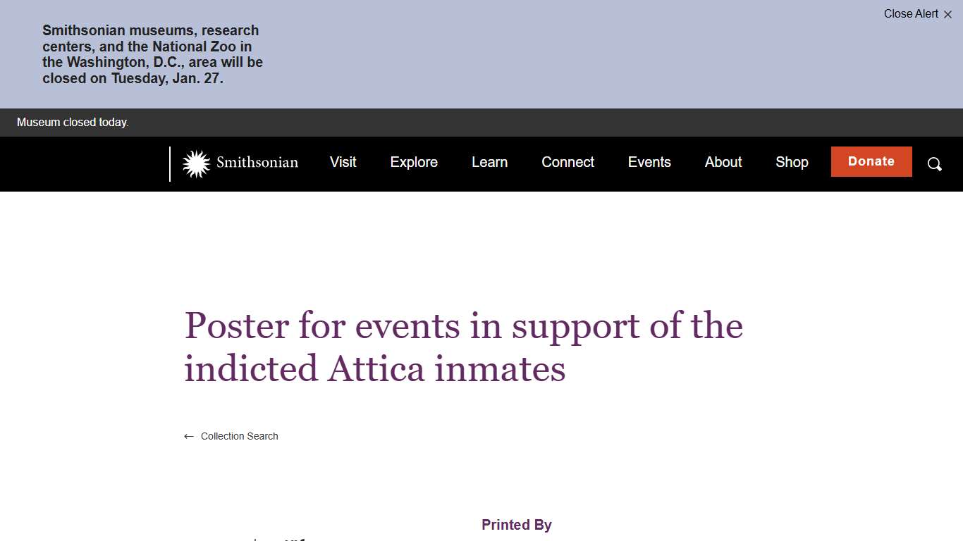 Poster for events in support of the indicted Attica inmates National Museum of African American History and Culture