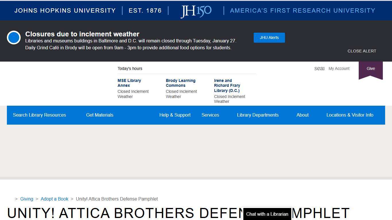 Unity! Attica Brothers Defense Pamphlet - Sheridan Libraries
